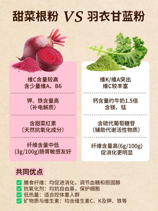 甜菜根粉vs羽衣甘蓝粉｜营养与吃法解析