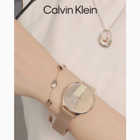 Calvin Klein 手表女进口石英机芯简约麦穗钢带腕表女士