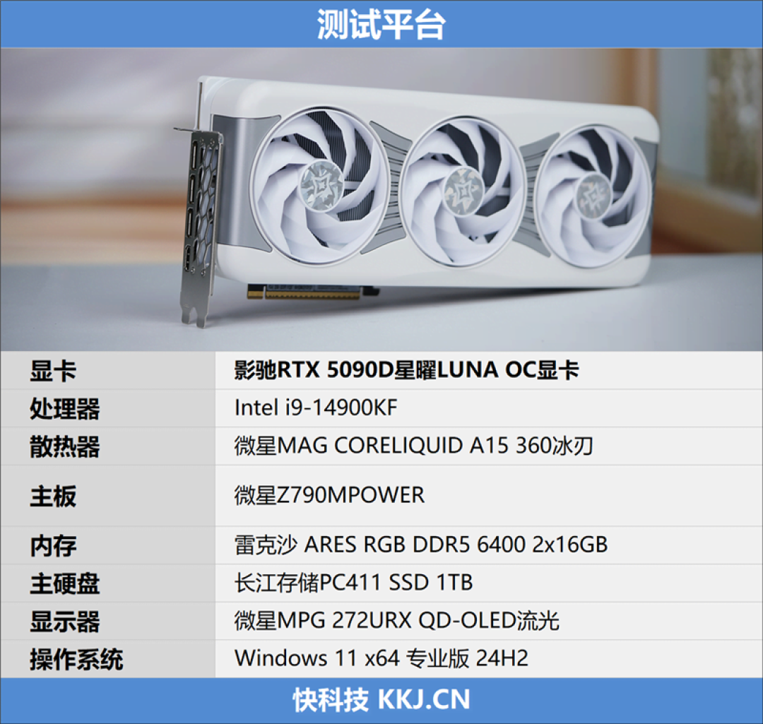 影驰RTX 5090 D星曜LUNA OC显卡评测：最强旗舰 独特磁吸随时恢复满血