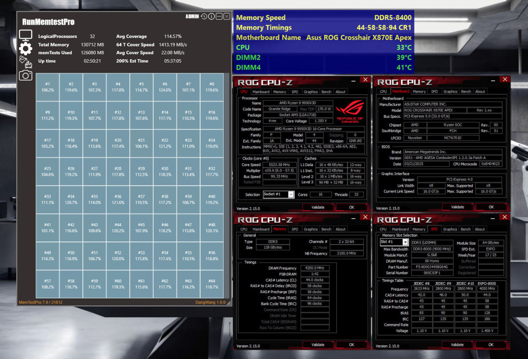 芝奇发布 128GB 高端 DDR5 套装内存,8400MHz、CL44时序