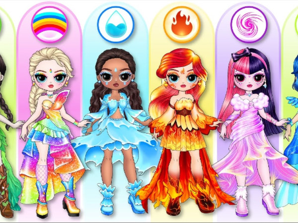 风云水，火木雪六元素炫丽装扮，迪士尼公主绝美逆袭，烈焰裙创意十足！
