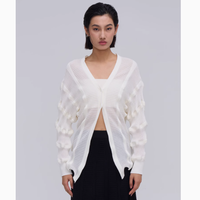 sensiyarn 觉织旗舰店竹韵弧形开衫 V 领白色、黑色款介绍