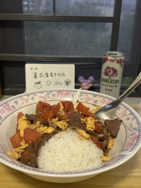 十分钟快手懒人健康餐～番茄牛肉滑蛋盖饭！