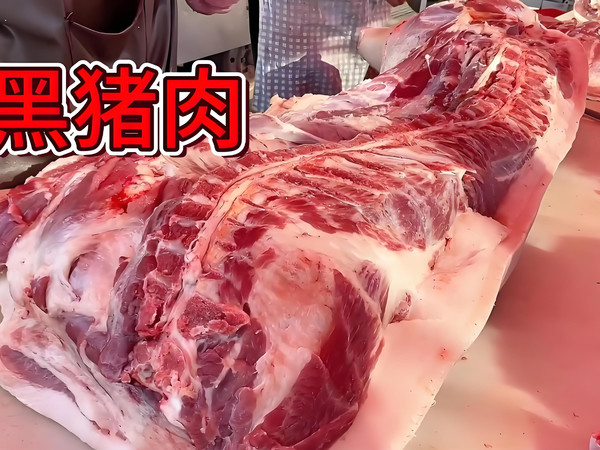 华哥黑猪肉真便宜，100元买一大堆，十分钟一头猪排队都买不着