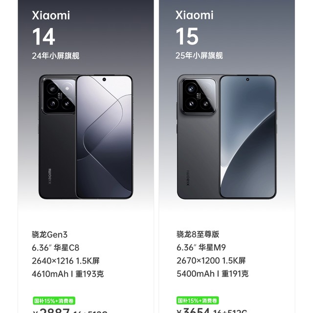 小米14对比小米15，两台怎么选？