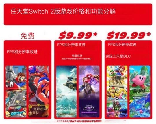 任天堂公布可免费升级到switch2版本游戏
