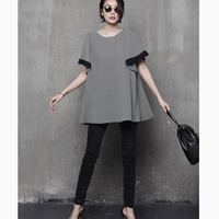 夏日里的时尚宠儿——韩版宽松遮肚子娃娃衫洋气荷叶袖长款T恤女