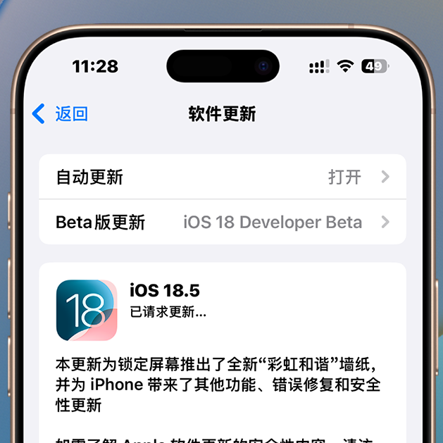 苹果iOS 18.5正式版体验：新增彩虹壁纸、5G SA开关等14项新功能