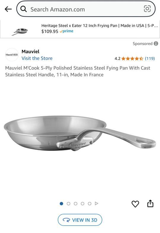 买了只Mauviel不锈钢锅，说实话就为了体验下