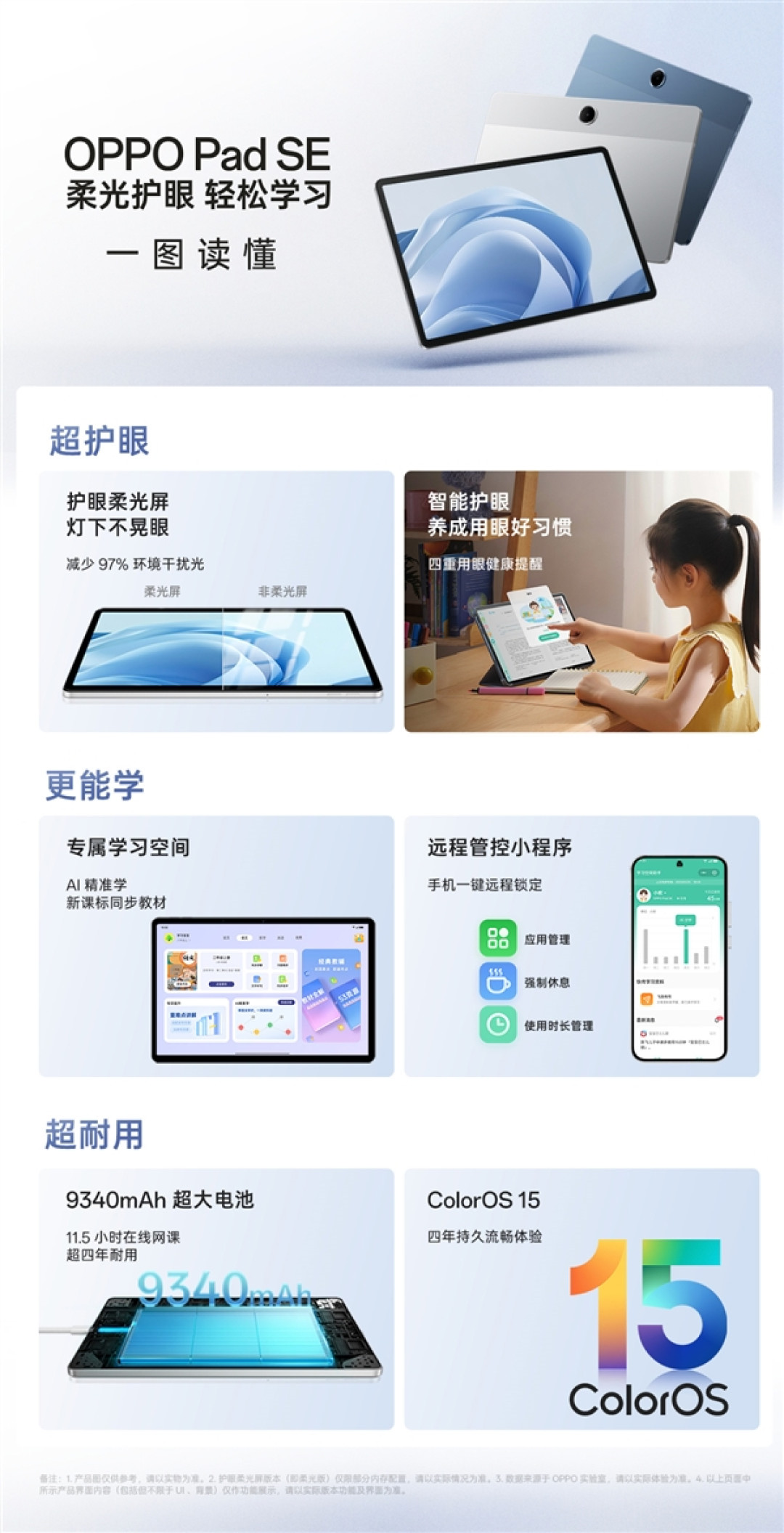 国补价721.65元起!OPPO Pad SE发布:11英寸柔光屏、内置教材/教辅