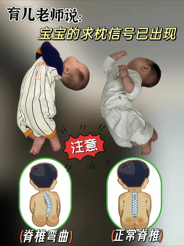 育儿师说宝宝有以下信号就可以使用枕头了。✨那么，何时给宝宝使用枕头呢?刚出生的宝宝生理弯曲尚未完全发育，平躺时自然能够顺畅呼吸。如果此时使用枕头，会制造一个压迫的弯曲气道，反而会造成呼吸不畅。因此，宝