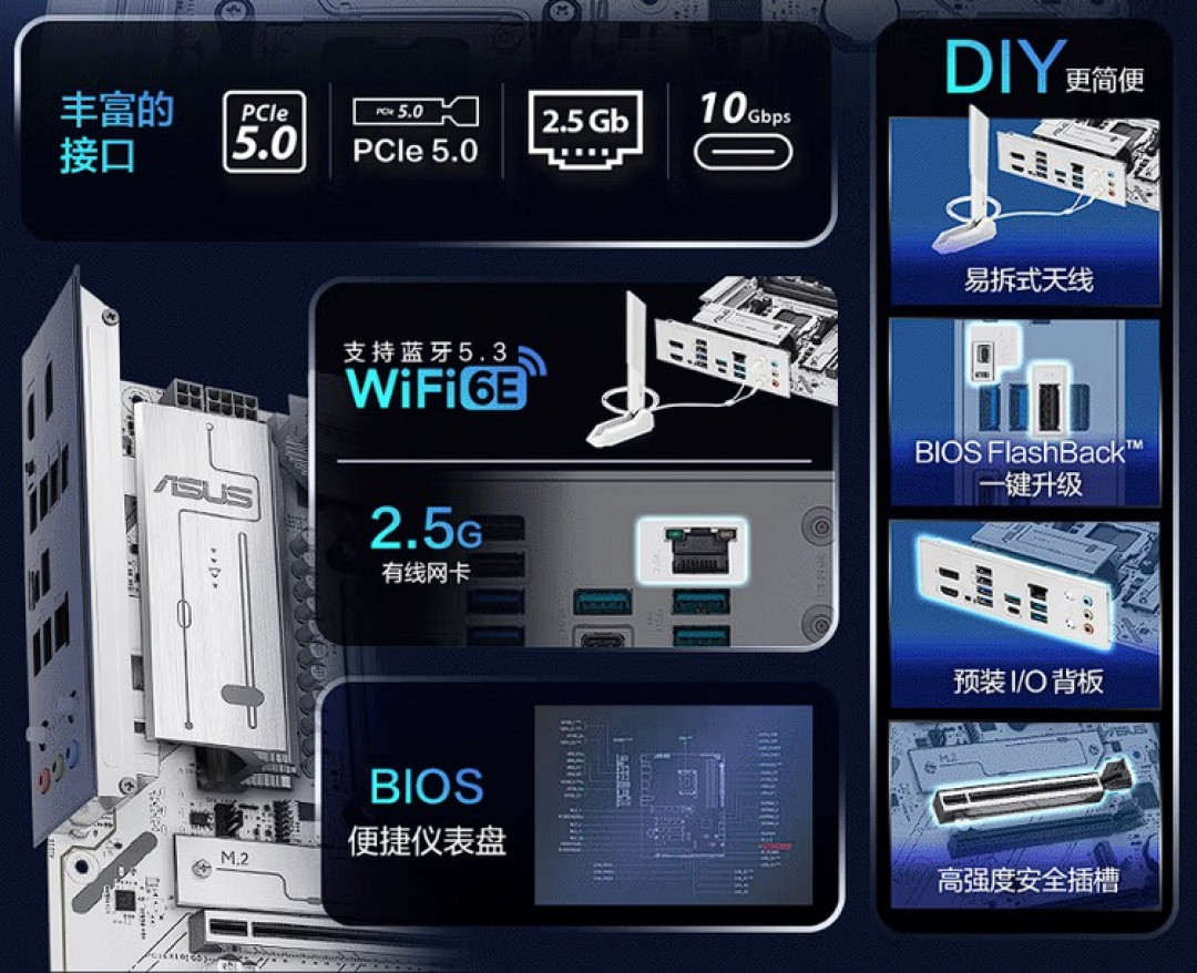 华硕发布 B850 MAX GAMING WIFI W 主板，三路M.2 SSD、WIFI 6E无线、2.5G千兆