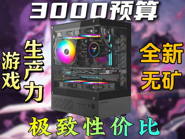 3000预算黑武士！游戏生产力一网打尽！极致性价比装机推荐