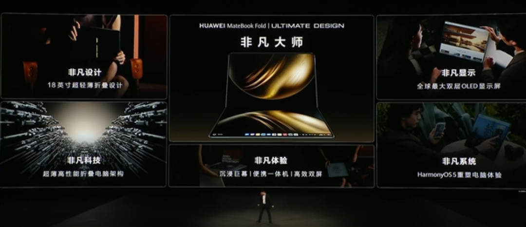 18英寸3.3K全球最大!华为发布首款鸿蒙折叠电脑MateBook Fold非凡大师:23999元起
