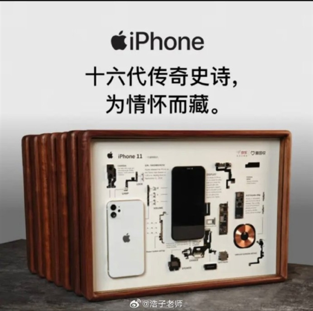 太有悬念!16代经典iPhone机型被京东拆成艺术品 装裱成画1元起拍
