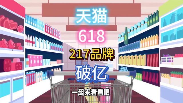 天猫618购物节，217品牌销售额过亿。