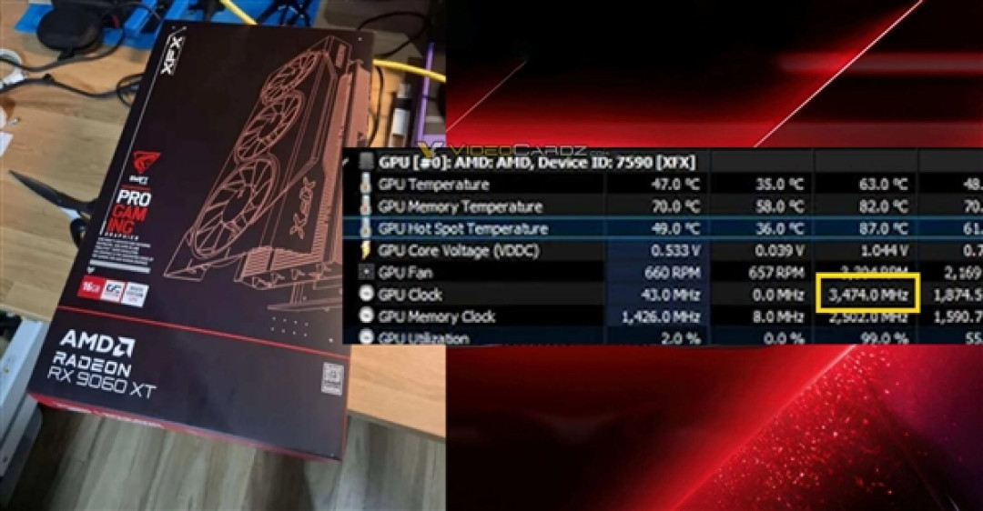 AMD RX 9060 XT超频至3.47GHz!性能硬刚RX 7700 XT
