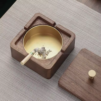 天工妙家居旗舰店：黄铜内胆烟灰缸，整木北美黑胡桃木