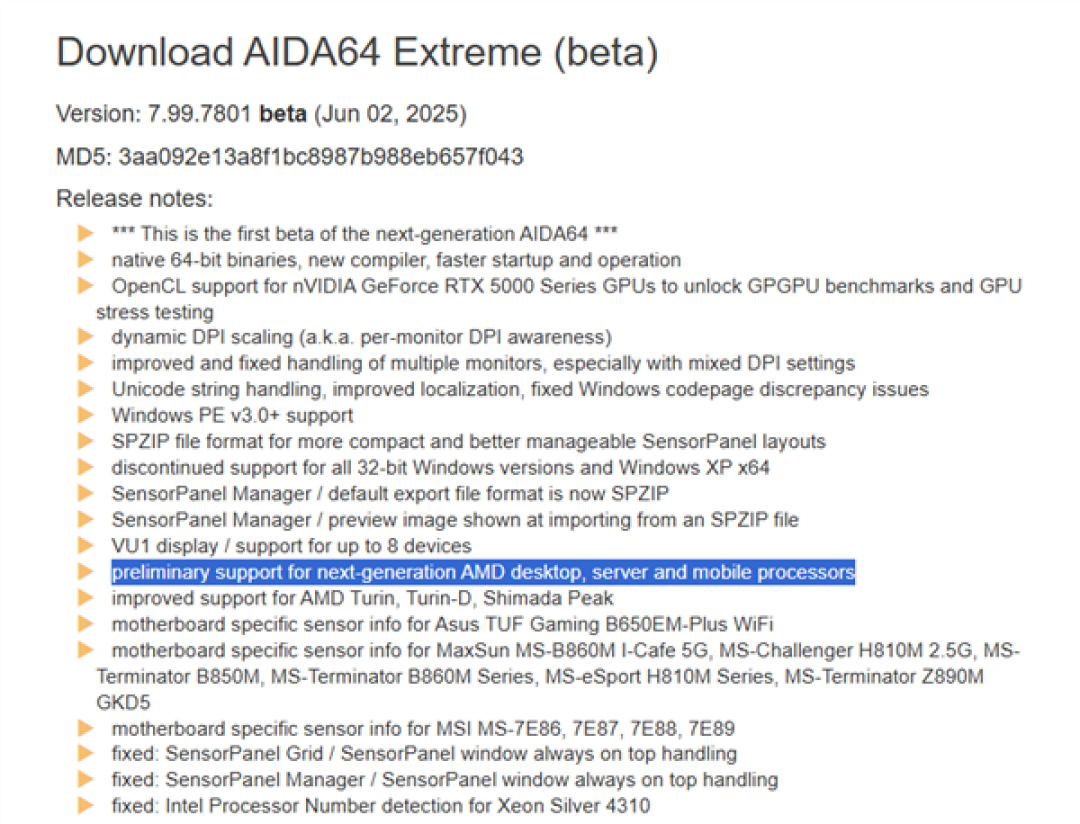 AIDA64全线初步支持AMD Zen6!会叫锐龙10000系列吗