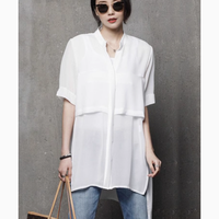 邂逅夏日的优雅诗篇——中长款雪纺透视衬衫