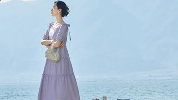 茵曼田园清新连衣裙：紫色浪漫，夏日甜美变身清新女孩