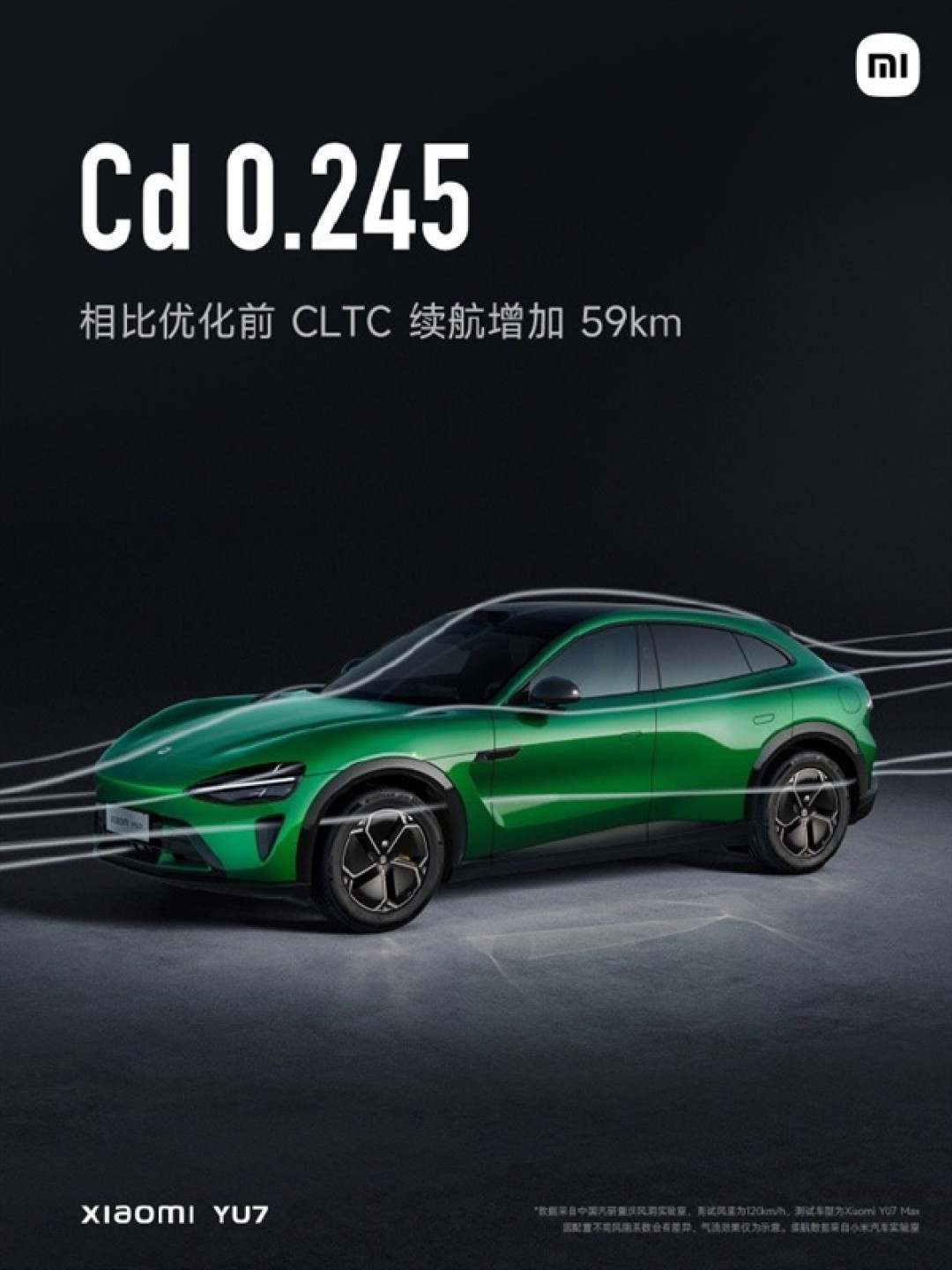 小米YU7入门版续航就有835km!全车40+处风阻优化 多跑59公里