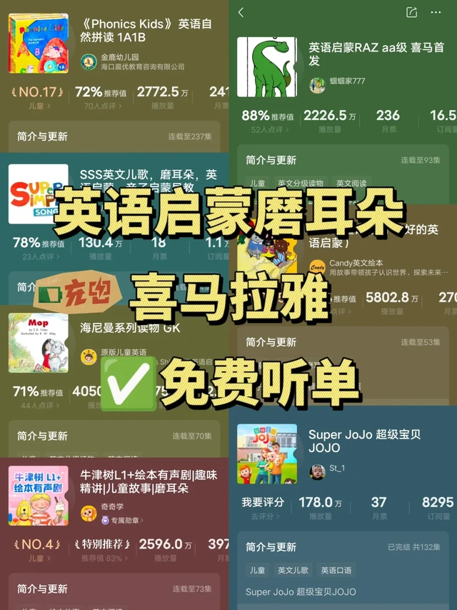 🔥英语启蒙磨耳朵|喜马拉雅听单全免费