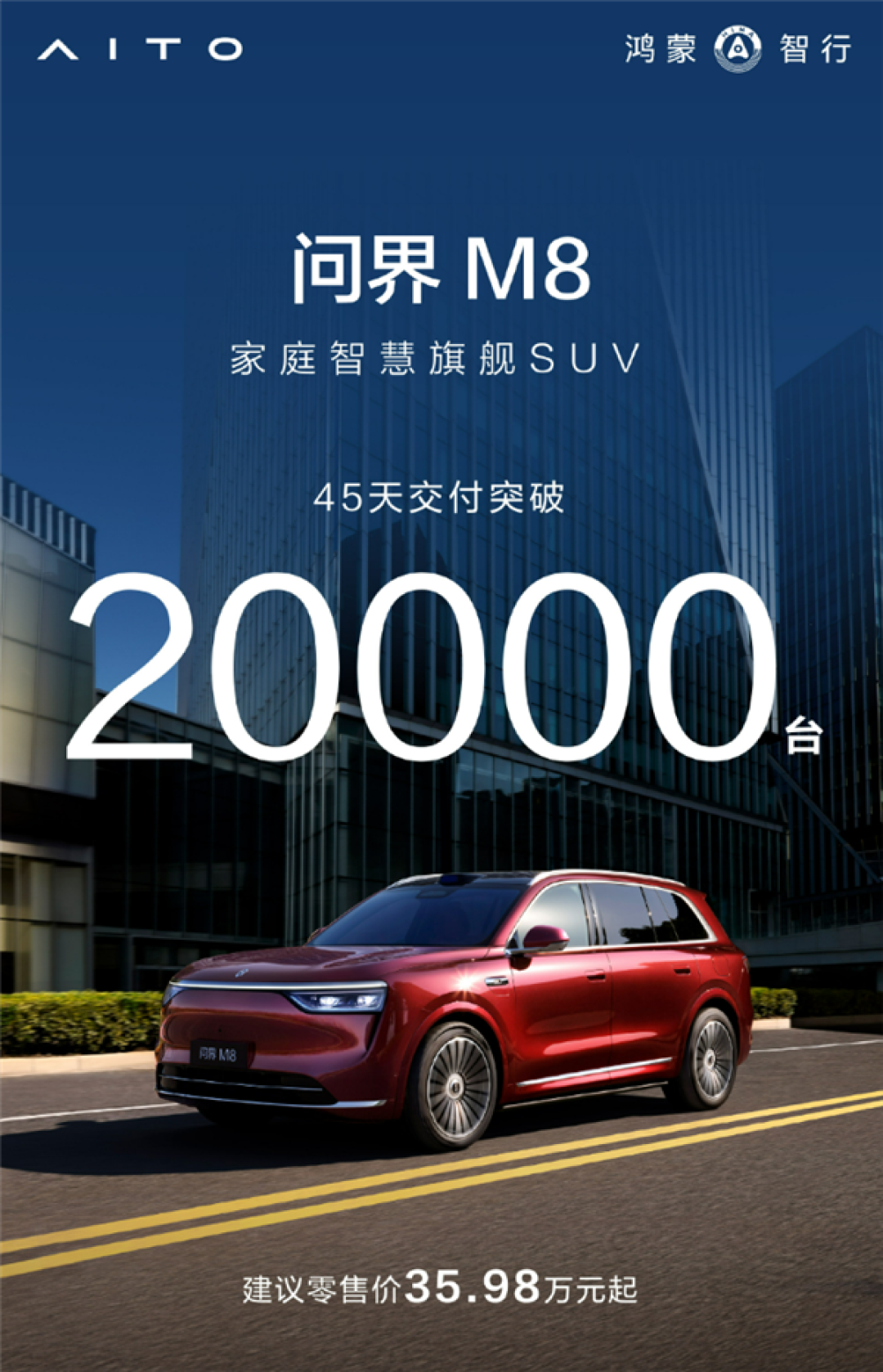 问界又一顶梁柱立起来了!全新M8交付45天即破2万台