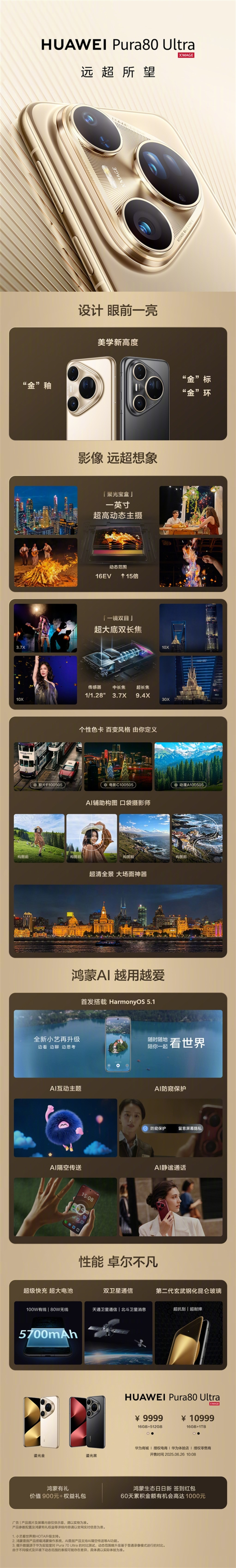 鸿蒙最强万元机皇!一图了解华为Pura 80 Ultra:9999元起