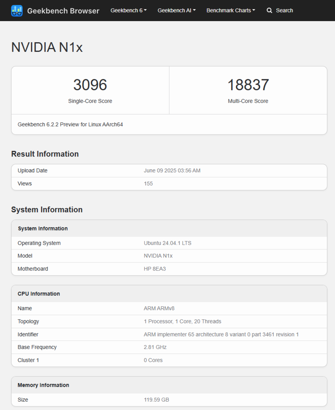 英伟达N1X现身Geekbench,单核得分超3000
