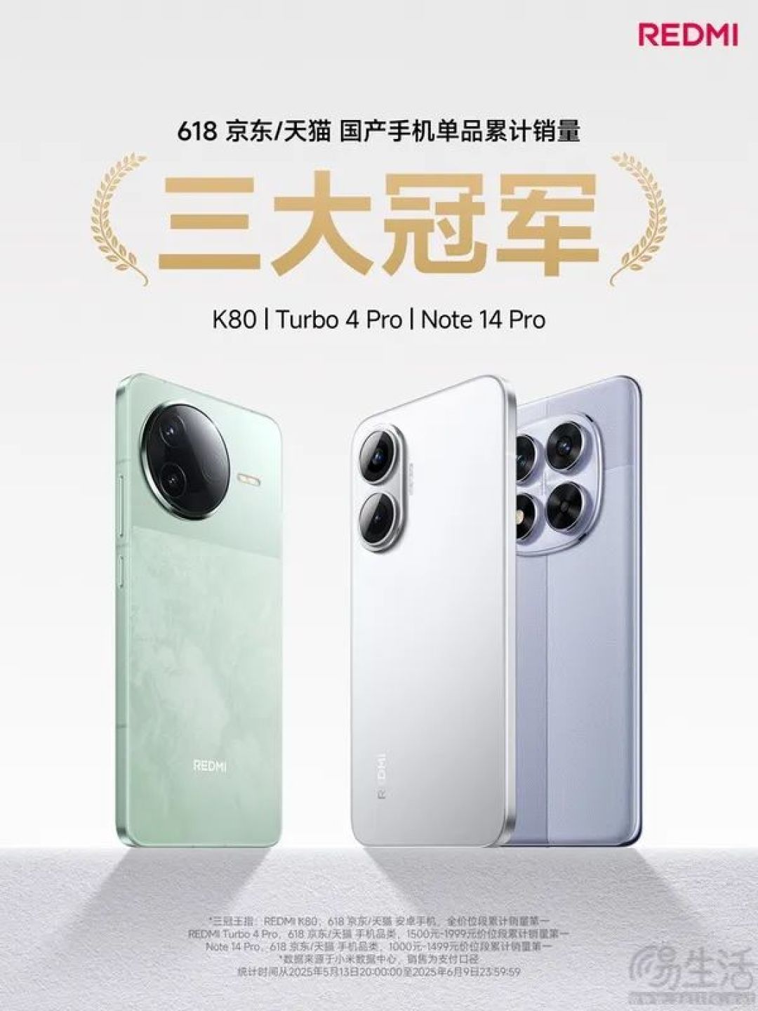 REDMI手机618销量名列前茅，三款机型登顶