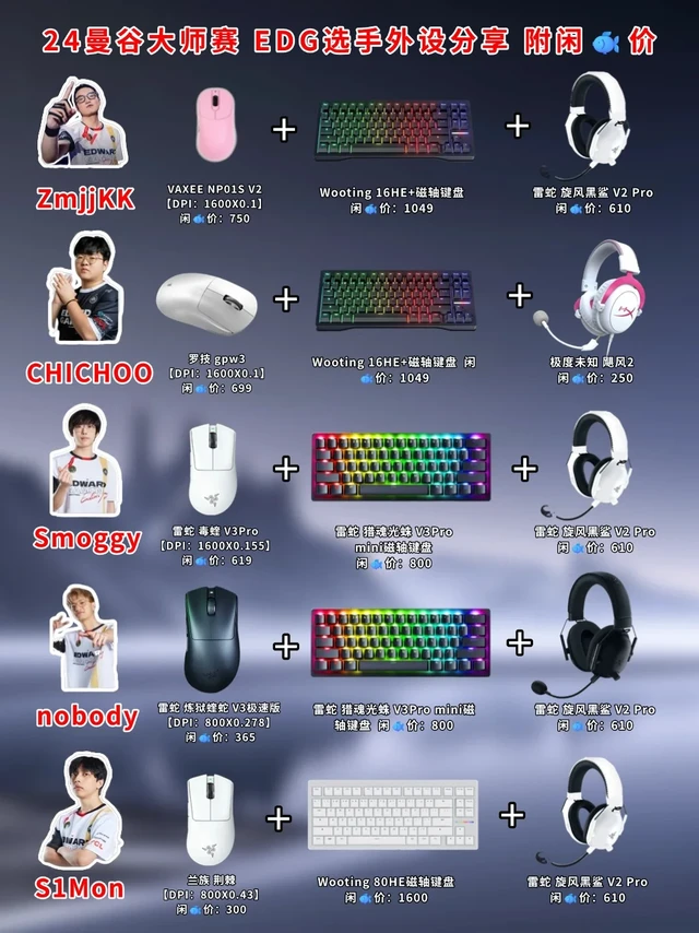 EDG选手都在用什么外设【24曼谷大师赛】