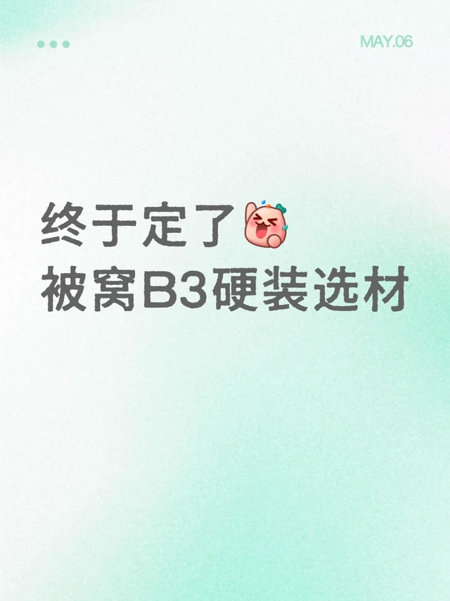 被窝B3,选材终于定了!