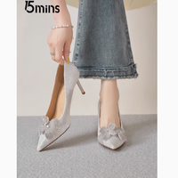 ✨15mins 蝴蝶结尖头 高跟鞋珠光白，让你闪耀一夏！