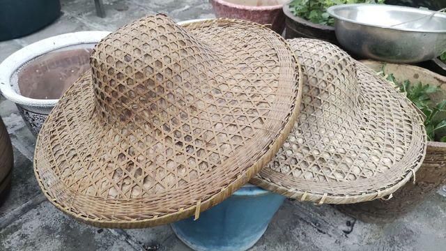 电影道具 民俗老物件 竹编油纸斗笠帽