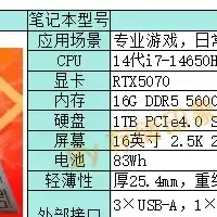 有没有适合新大一的8000元价位的笔记本推荐，平时可能打游戏？