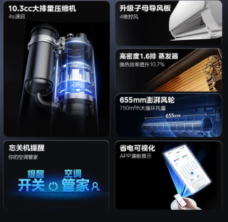 美的挂机酷省电空调，新一级能效变频冷暖