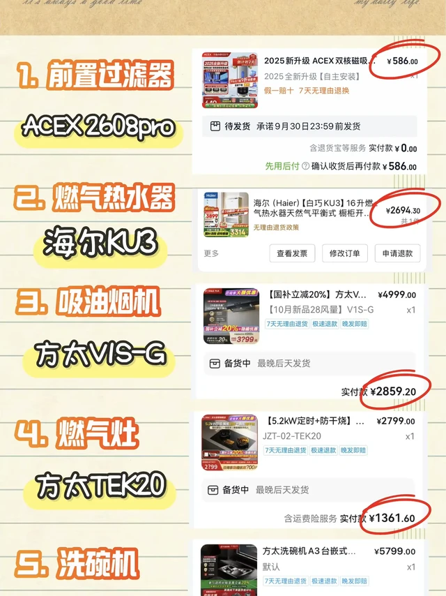 网购一个家！预算1万买齐硬装必备家电🏠。618➕国补，全网三个平台比价买到的最低价
每一样都精挑细选！搜参数、评价选出来的👍🏻 
1.前置过滤器💧
AXEX 2680pro，嘉伟推荐的，主要看中它是自