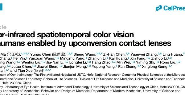 Cell: 突破人类视觉极限！中国科学家开发近红外时空彩色视觉隐形眼镜