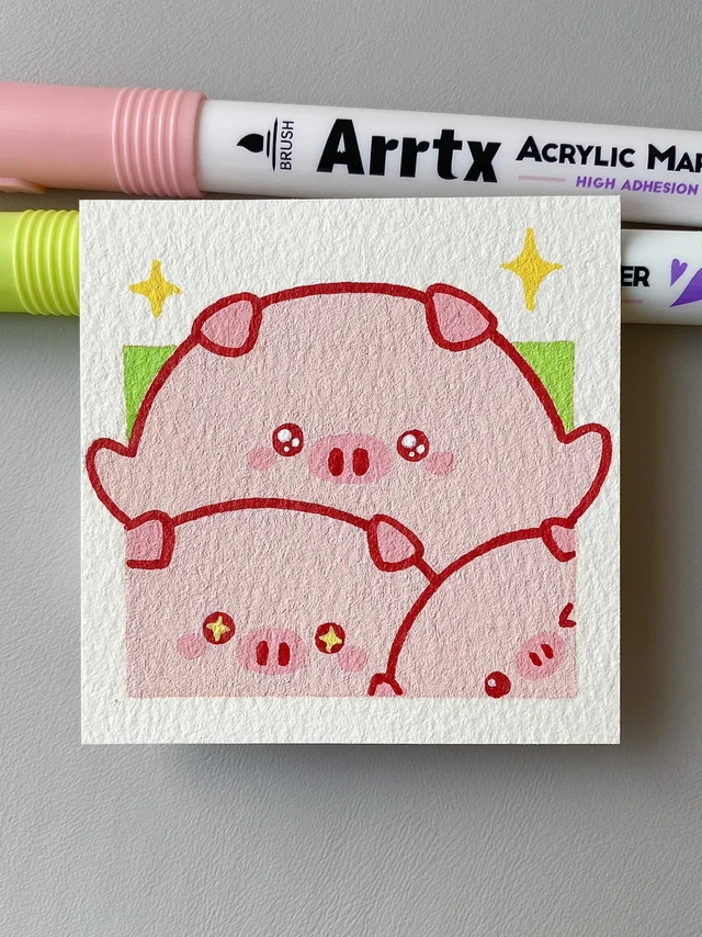 丙烯马克笔|小猪团子