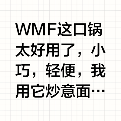 WMF这口锅太好用了，小巧，轻便，我用它炒意面的酱，煎三文鱼，做咖喱，都很趁手。很多网友留言说用过，好用。对于不粘锅来说，它算是高端里的选择，不是从价格来说，是从使用体验上来说。煎锅、平底锅，在日常的