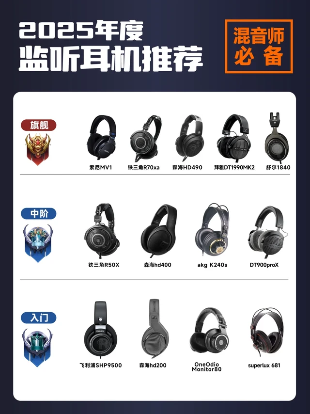 2025年混音后期耳机选这些就对了