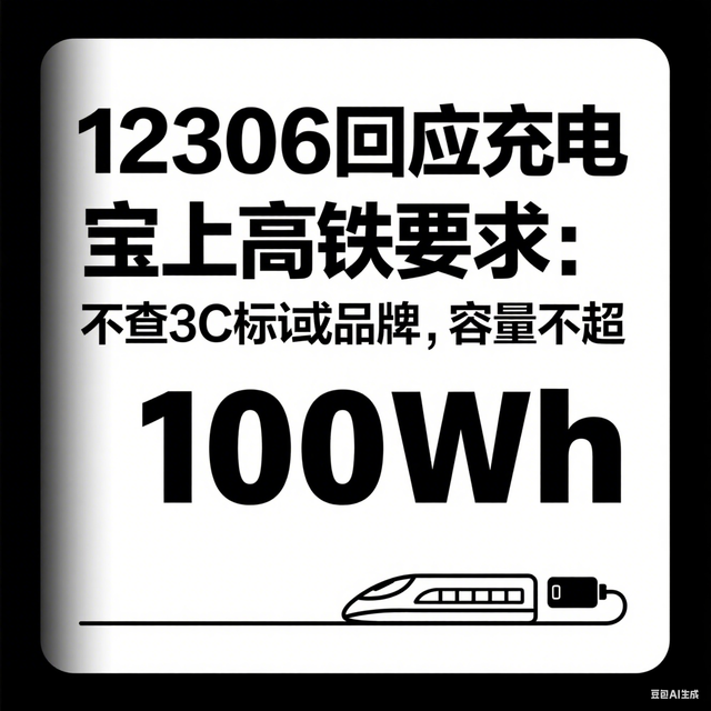 12306回应充电宝上高铁要求：不查3C标识或品牌，容量不超 100Wh
