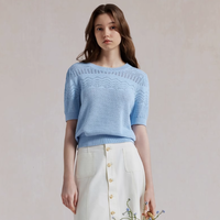 ELAND 官方旗舰店针织 T 恤女圆领纯棉镂空针织衫上衣介绍