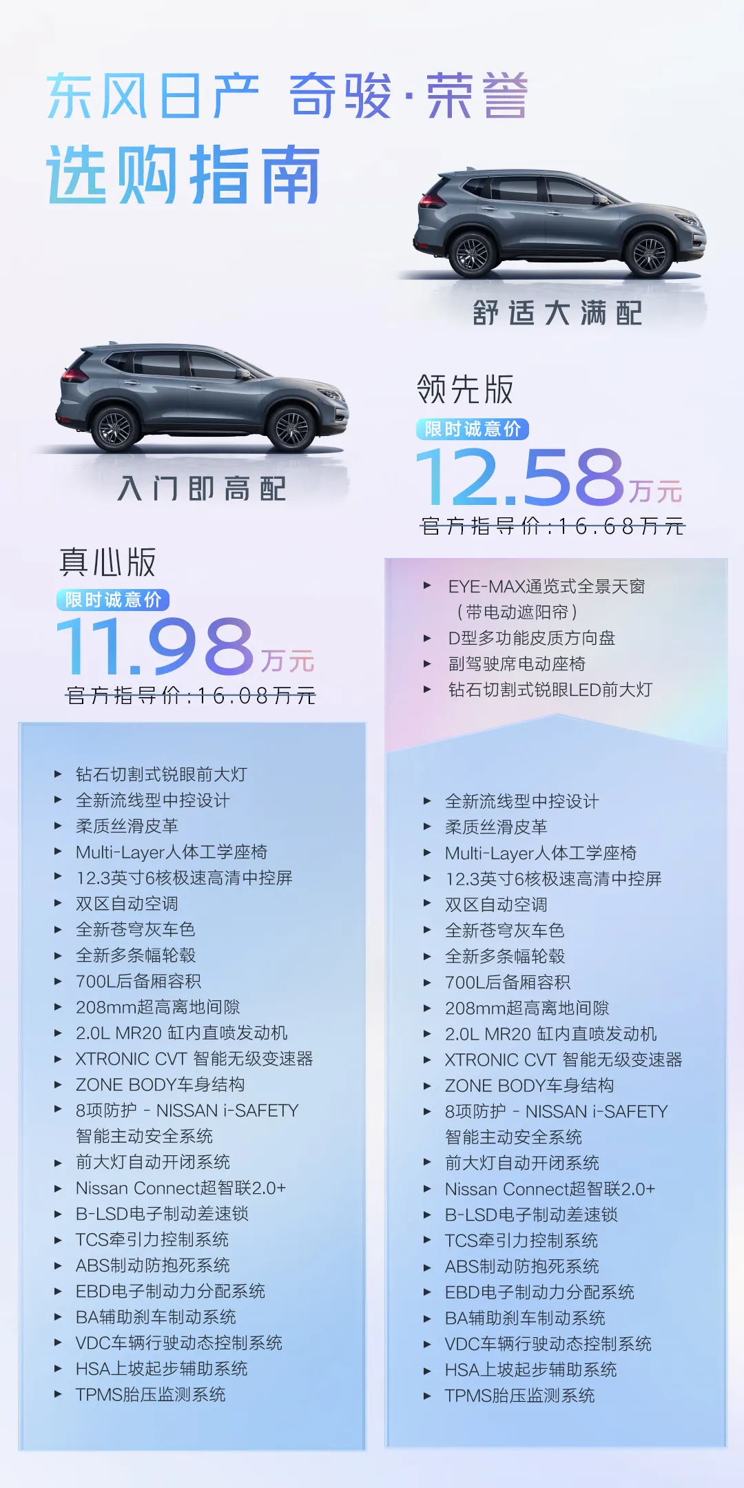 东风日产奇骏·荣誉正式上市,限时诚意价11.98万元起
