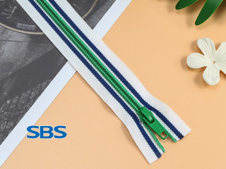 适用于运动服&休闲服的时尚拉链方案：SBS颜色组合尼龙拉链辅料