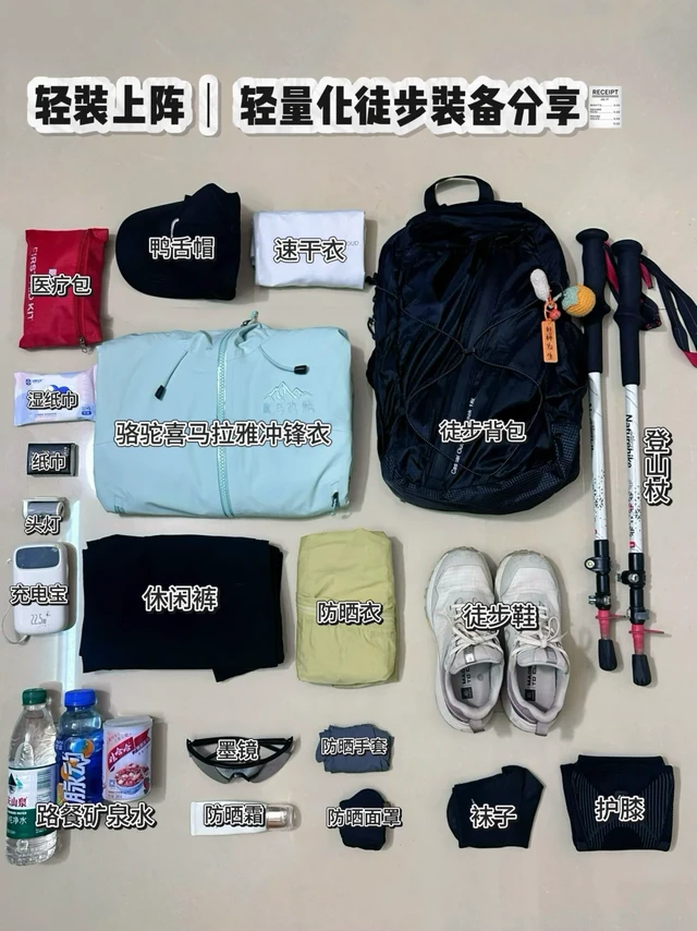 直接抄作业❗中低海拔一日徒步装备清单分享