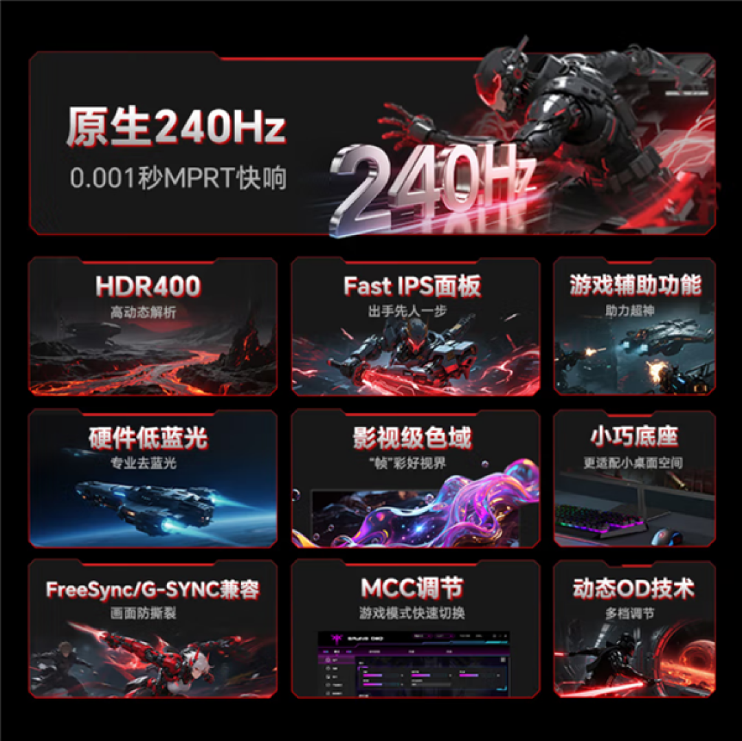 240Hz高刷显示器杀到599元!KTC推出新款24寸H24F7
