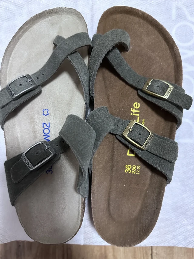 东园物作和Devo life勃肯鞋夹脚凉鞋 绿 沙
