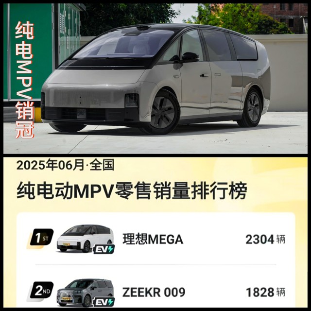 纯电MPV销量冠军易主！理想MEGA实力逆袭，6月交付2304台创纪录！